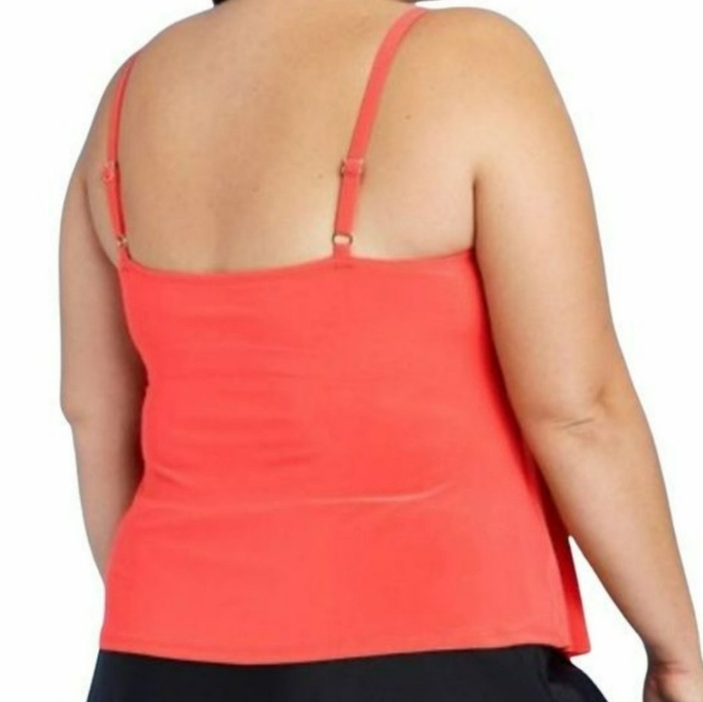 Aqua Green Women's Tiered Tankini Top Plus Sizes 20 W or 2X - Picture 2 of 9